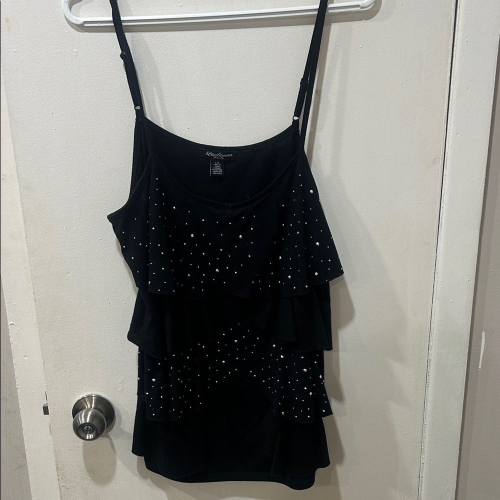 Streetwear Society Black Layered Camisole with Studs